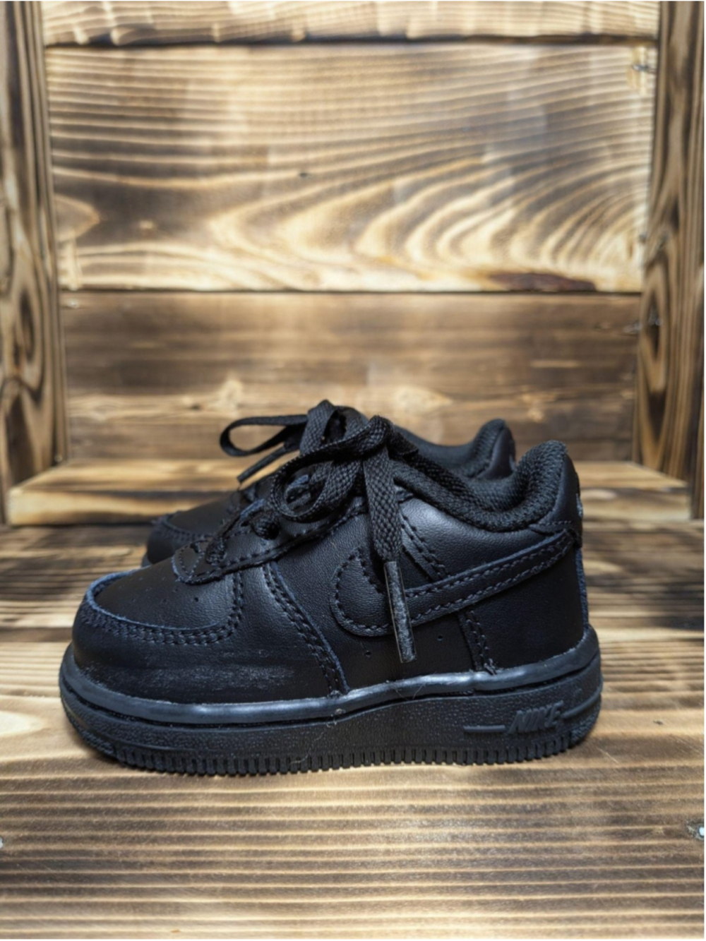 Nike Air Force 1 Low Shoes Kids Size 4C All Black Leather Low Top Sneakers